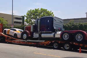 Transformers' Bumblebee Camaro and Optimus Prime Spied Near Movie Studios