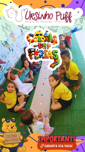 Escola Ursinho Puff on Instagram: "FÉRIAS DO JEITO QUE AS CRIANÇAS AMAM! ✨🌈 Na nossa Colônia de Férias Ursinho Puff, cada dia é cheio de 🎨 brincadeiras 🎉 diversão 🤩 risadas 💛 e momentos inesquecíveis! 📅 De 22/12 a 23/01 👉 Garanta já a vaga do seu pequeno! 📍 Itapevi – SP 📲 WhatsApp: (11) 91027-8516 Porque aqui, férias não são só descanso… são memórias para a vida toda! 🥰 #Itapevi #ItapeviSP #ItapeviKids #MaesDeItapevi #ColoniaDeFerias #ColoniaDeFerias2025 #FeriasComDiversao #RecreacaoIn