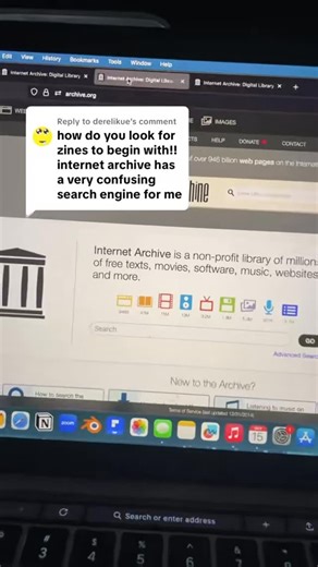 $0 @ Door on Instagram: "Internet archive is a great resource for finding older zines. TBH you can find new zines as well. So here’s a tutorial on how to use Internet archive. I also have a folder of zine recs if you’re looking for zines but don’t know where to start! #zines #physicalmedia #internetarchive #archive #zinemaking"