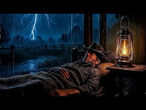 Arthur Morgan Sleeping on the Porch – Thunderstorm Night Ambience | RDR2 ASMR EP=16
