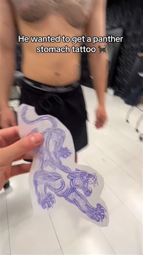 Jesus Garcia on Instagram: "Panther tattoo on the stomach 😱😱😱 #tattoo #tattooartist"