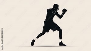 black and white silhouette of person practicing boxing