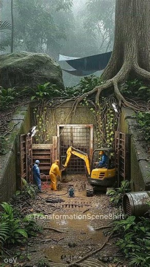 Hidden Jungle Bunker Restoration | Abandoned Survival Timelapse in Heavy Rain #timelapse #shorts