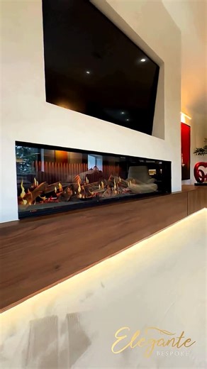 Flamerite Fires | Electric Fire Manufacturer on Instagram: "Premium fire. Top-end finish. A job done properly. We love seeing our products used like this. Elegante Bespoke were asked to design a modern, balanced media wall that would bring tech, lighting and luxury finish into one clean setup. What they’ve delivered is smart, understated and bang on the brief. At the centre of it is our E-Ridium 1800. The most realistic flame visual out there, built to sit comfortably in high-spec spaces like th