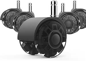 Office Chair Wheels Casters - Protection for Hardwood Floors and Carpet, Heavy Duty Silent Computer Chair Wheels with Standard Stem 7/16″* 7/8″(11mm*22mm),Office Furniture Casters Set of 5(Black)