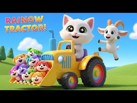Rainbow Tractor Parade 🚜🌈 | Cute Puppies & Kitty Fun | Kids Cartoon