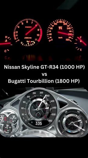 Nissan Skyline GTR34 Turb vs Bugatti Tourbillion #sportscar #automobile #skylineautomotive #cars