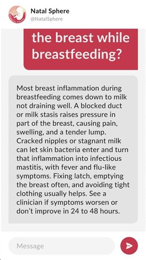 What causes inflammation in the breast while breastfeeding?