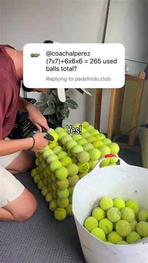 Coach AL 🎾 on Instagram: "Yes. 265. Math checks out. 😅🎾 What do you do with your old tennis balls? #tennisballs #oddlysatisfying #diy #tennislife #tennisreels"