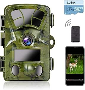 Ctronics WiFi Trail Camera 4K 20MP, Wildlife Game Camera with Built-in WiFi Night Vision Motion Activated Waterproof for Deer Hunting Outdoor Monitoring(32GB SD Card Included)