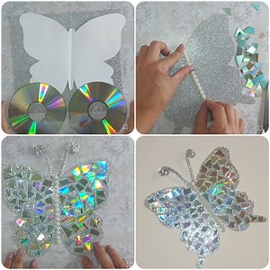 Decorative butterfly from old cd's | Yeliz Craft