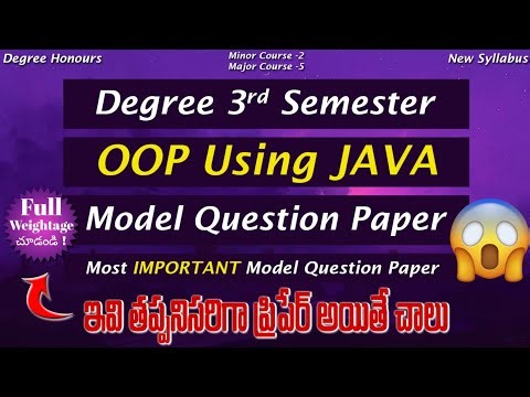 Degree Semester 3 - OOP Using Java Most Important Model Question Paper Major Minor Degree Exams 2024