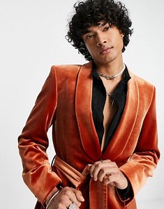 ASOS DESIGN super skinny smoking jacket in burnt orange | ASOS