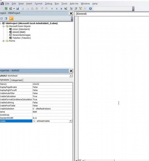 Hide the "Database" worksheet in Excel VBA