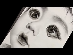 Learn to draw Hyper Realistic Baby Lips and Eyes Step by step Charcoal Pencil - How to Draw