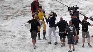 9.6K views · 488 reactions | Video - Set footage from #Deadpool 3 showing Hugh Jackman's Wolverine with Ryan Reynolds' Deadpool! Notice the broken 20th Century Fox logo in the background!  #MarvelFansIndia #deadpool3 #marvelstudios | Marvel Fans India | Facebook