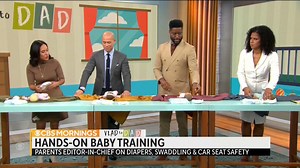 6.1K views · 59 reactions | Practice makes perfect — especially when it comes to swaddling a newborn baby. Parents editor-in-chief Grace Bastidas walks dad-to-be Vladimir Duthiers through diapering and swaddling techniques — and how to safely secure an infant in their car seat. https://cbsn.ws/3GdnSdz | CBS Mornings | Facebook