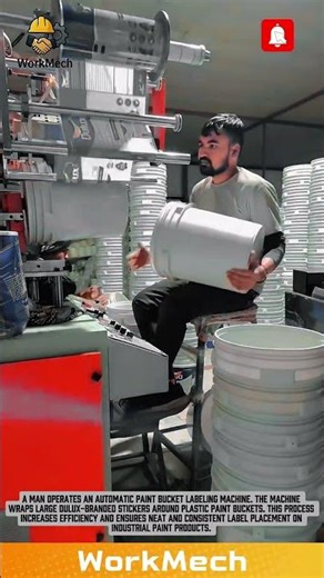 Super-Fast Automation: Dulux Paint Bucket Labeling Machine!(Efficient Industrial Process) #workmech