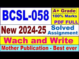 BCSL 058 solved assignment 2024-25 in English || bcsl 058 solved assignment 2025 || bcsl58 2024-25