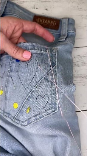 Upcycling old jeans with reverse applique and hand embroidery- beginner friendly! #handbroidery #diy