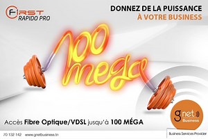#GnetOffer #FirstRapidoPro #Business : Optez pour First RAPIDO Pro 😃 ! Un débit allant jusqu’à 100M pour propulser votre business au sommet ! 🚀 Retrouvez toutes les informations sur www.gnetbusiness.tn ou bien appelez-nous au 70 132 142. | GlobalNet
