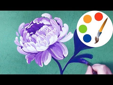 Easy way to paint the Peony, painting by a round brush, painting for beginners