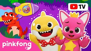 After following the footprints... Pinkfong and Baby Shark danced with 🐾🦖! | Pinkfong