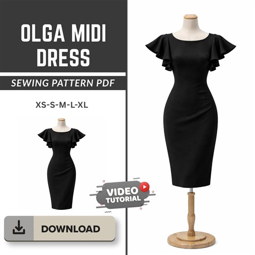 Olga Midi Dress PDF Sewing Pattern | XS–XL | Instant Digital Download - Etsy