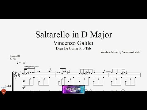 Saltarello In D Major by Vincenzo Galilei for Guitar Tutorial with TABs