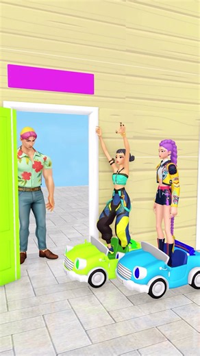 Rumi, Mira, and Zoey dance to choose their doors #kpopdemonhunters #funny