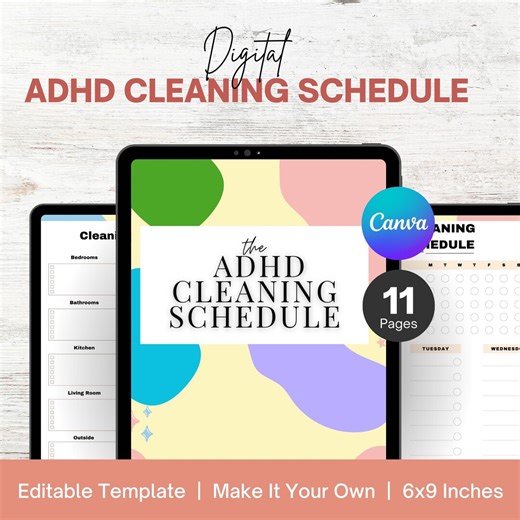 ADHD Cleaning Schedule Printable | Digital Cleaning Planner | Chore Chart for Adults With ADHD | Home Organization Checklist - Etsy