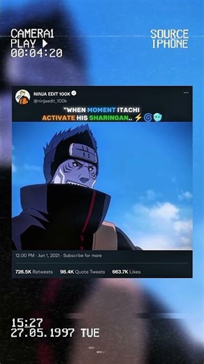When itachi activate his sharingan eye 🥶⚡
