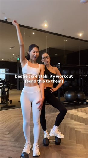 lyss on Instagram: "besties that train core together stay together! exercises: - overhead march (3 x 12) - single leg around the world (3 x 10) - oblique dip (3 x 10) - single leg rdl (3 x 10) #workoutwithme #gymbesties #coreworkout #abworkout #tonedbody #explorepage"