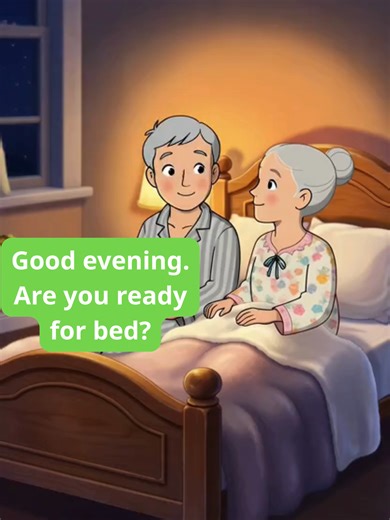 Grandpa Talking Before Going to Bed (Subtitle) | Simple English Conversation (A1 In this video, you will watch a short and gentle English conversation about a couple talking before going to bed. The scene is calm and warm, with a little funny moment that makes the dialogue easy to remember. The English is simple, slow, and clear, perfect for A1 learners. 🎯 What you will learn: How to say good evening and good night How to ask about a sound Simple English for daily life at home 📌 Practice tip: 