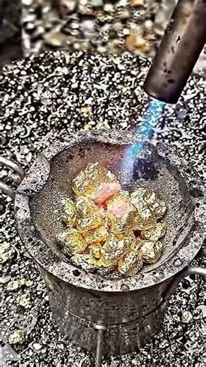 Gold Nuggets → Molten Gold → Solid Bar | #gold #satisfying #experiment