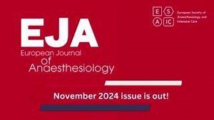 EJA November issue is out! This month: • Artificial intelligence in obstetric anaesthesia: How AI may transform the field over the next decade. • The EQUIP project: A survey of peri-operative quality indicators across Europe. • PACMAN study: Pre-op triage system improves surgical efficiency through phone consultations. • Pain management after laparoscopic cholecystectomy: PROSPECT group's updated recommendations. • Bladder discomfort management: Transcutaneous electrical nerve stimulation in tra
