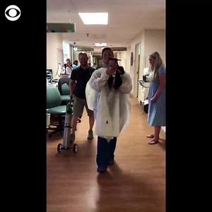 CONGRATS (little) GRAD: A baby boy born at only 22 weeks was given a tiny cap and gown after “graduating” from the NICU in an Alabama hospital. https://cbsn.ws/2NnN6cv | CBS News