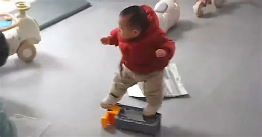 Toddler accidentally 'surfs' toy truck in China