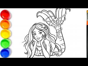 Barbie Coloring Pages Mermaid | How to Draw and Color Barbie Mermaid Coloring Book Pages | Barbie