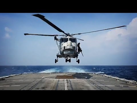 Royal Navy - Wildcat helicopter deck landing