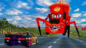 Cars Downhill & Car Minions brain Vs McQueen – BeamNG.Drive | Beamng Game