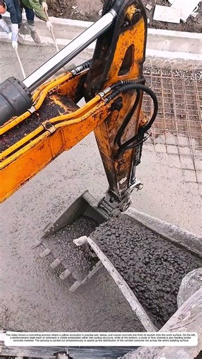 Placing Cement : How Excavator Hydraulic Arms Spread Wet Structural Mix