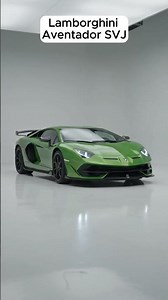 Get an up-close look at the stunning design details of this green Lamborghini Aventador SVJ.