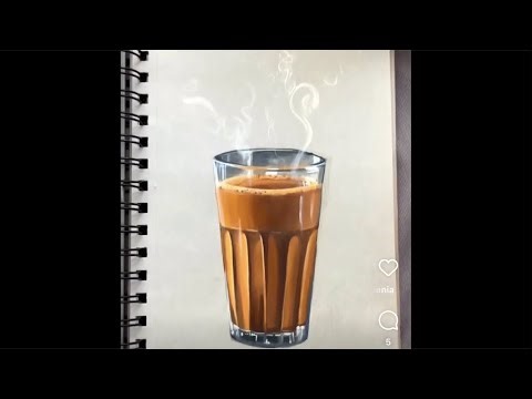 Live Realistic Chai Glass Drawing 🍵✏️ | Markers, Color Pencil & Graphite Art part -3