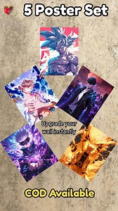 Upgrade your wall instantly 🔥 Get a set of 5 premium anime posters in one theme Perfect for bedrooms & gaming setups 📦 Cash on Delivery available in Pakistan | Print Nest