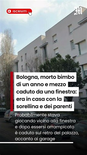 Bologna, morto bimbo caduto da una finestra: era in casa con la sorellina e dei parenti