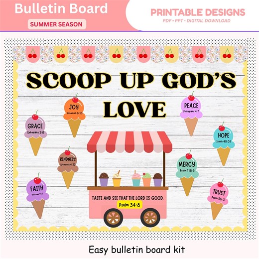Summer Bulletin Board Kit Christian Classroom Decor Printable and Editable - Etsy