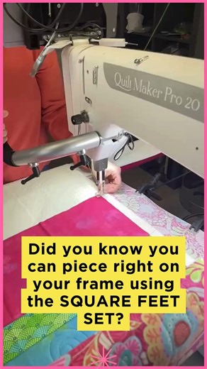 22K views · 64 reactions | Did you know you can piece right on your frame using the Square feet set on your longarm? This innovative method can cut your time in half, allowing you to piece and quilt all at the same time on your frame. It's a fantastic new twist on the popular 'quilt as you go' technique! Visit your local Janome dealer to learn more and purchase yours today! Happy Quilting! https://janome.pulse.ly/mihk9y8e9l | Janome Sewing Machines | Facebook