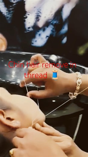 chin hair remove in thread tutorial...#threading #skincare #kabitahairexpert