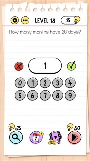 How many months have 28 days? brain test level 18 #shorts #braintest